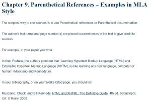 Parenthetical References Examples In Mla Style A Research