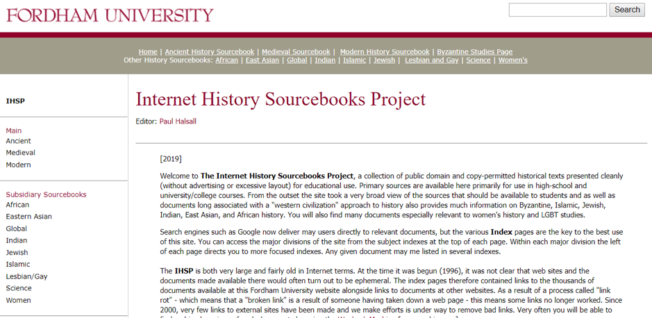 Internet History Sourcebooks Project