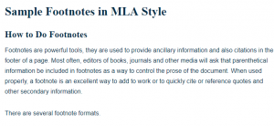 Sample Footnotes in MLA Style