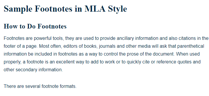 Sample Footnotes In Mla Style A Research Guide For Students