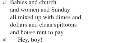 SAT Literature Practice on “Brass Spittoons” by Langston Hughes line 25, 30